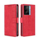 For vivo iQOO Z7x Skin Feel Crocodile Magnetic Clasp Leather Phone Case(Red) - 1