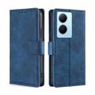 For vivo Y78 Plus 5G Skin Feel Crocodile Magnetic Clasp Leather Phone Case(Blue) - 1