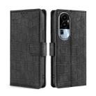 For OPPO Reno10 5G Skin Feel Crocodile Magnetic Clasp Leather Phone Case(Black) - 1