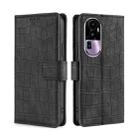 For OPPO Reno10 Pro+ 5G Skin Feel Crocodile Magnetic Clasp Leather Phone Case(Black) - 1