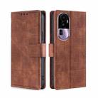 For OPPO Reno10 Pro+ 5G Skin Feel Crocodile Magnetic Clasp Leather Phone Case(Brown) - 1