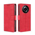 For Realme 11 5G Skin Feel Crocodile Magnetic Clasp Leather Phone Case(Red) - 1