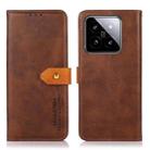 For Xiaomi 14 Pro KHAZNEH Cowhide Texture Flip Leather Phone Case(Brown) - 1