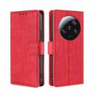 For Xiaomi 13 Ultra 5G Skin Feel Crocodile Magnetic Clasp Leather Phone Case(Red) - 1