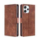 For Xiaomi Redmi 12 4G Skin Feel Crocodile Magnetic Clasp Leather Phone Case(Brown) - 1