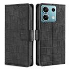 For Xiaomi Redmi Note 13 4G Skin Feel Crocodile Magnetic Clasp Leather Phone Case(Black) - 1