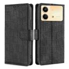 For Xiaomi Redmi Note 13R Pro 5G Skin Feel Crocodile Magnetic Clasp Leather Phone Case(Black) - 1