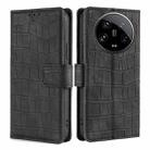 For Xiaomi 14 Ultra 5G Skin Feel Crocodile Magnetic Clasp Leather Phone Case(Black) - 1