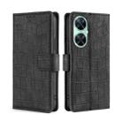 For Huawei Enjoy 60 Pro / nova 11i Skin Feel Crocodile Magnetic Clasp Leather Phone Case(Black) - 1