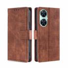 For Huawei Enjoy 60 Pro / nova 11i Skin Feel Crocodile Magnetic Clasp Leather Phone Case(Brown) - 1