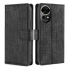 For Huawei nova 12 5G Skin Feel Crocodile Magnetic Clasp Leather Phone Case(Black) - 1