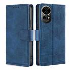 For Huawei nova 12 5G Skin Feel Crocodile Magnetic Clasp Leather Phone Case(Blue) - 1