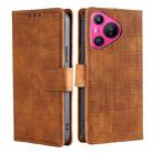 For Huawei Pura 70 5G Skin Feel Crocodile Magnetic Clasp Leather Phone Case(Brown) - 1