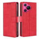 For Huawei Pura 70 5G Skin Feel Crocodile Magnetic Clasp Leather Phone Case(Red) - 1