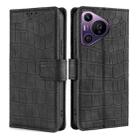 For Huawei Pura 70 Pro / 70 Pro+ 5G Skin Feel Crocodile Magnetic Clasp Leather Phone Case(Black) - 1