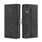 For Nokia C32 Skin Feel Crocodile Magnetic Clasp Leather Phone Case(Black) - 1