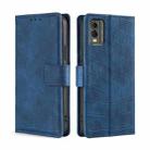 For Nokia C32 Skin Feel Crocodile Magnetic Clasp Leather Phone Case(Blue) - 1