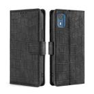 For Nokia C02 TA-1522 Skin Feel Crocodile Magnetic Clasp Leather Phone Case(Black) - 1