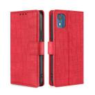For Nokia C02 TA-1522 Skin Feel Crocodile Magnetic Clasp Leather Phone Case(Red) - 1