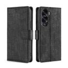 For Honor X50i 5G / 9 Lite Skin Feel Crocodile Magnetic Clasp Leather Phone Case(Black) - 1