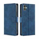 For Samsung Galaxy F14 5G Skin Feel Crocodile Magnetic Clasp Leather Phone Case(Blue) - 1