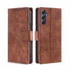 For Samsung Galaxy M54 5G Skin Feel Crocodile Magnetic Clasp Leather Phone Case(Brown) - 1