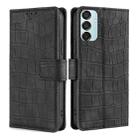 For Samsung Galaxy M15 5G Skin Feel Crocodile Magnetic Clasp Leather Phone Case(Black) - 1