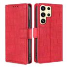 For Samsung Galaxy S24 Ultra 5G Skin Feel Crocodile Magnetic Clasp Leather Phone Case(Red) - 1