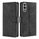 For OnePlus Nord CE4 5G Skin Feel Crocodile Magnetic Clasp Leather Phone Case(Black) - 1