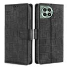 For OnePlus Ace 3 Pro 5G Skin Feel Crocodile Magnetic Clasp Leather Phone Case(Black) - 1