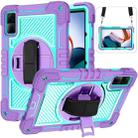 For Xiaomi Redmi Pad 10.61 360 Degree Rotation PC Contrast Silicone Tablet Case(Purple + Mint Green) - 1