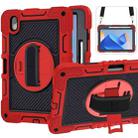 For Huawei MatePad 11 2023 360 Degree Rotation PC Contrast Silicone Tablet Case(Red + Black) - 1