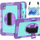 For Huawei MatePad 11 2023 360 Degree Rotation PC Contrast Silicone Tablet Case(Purple + Mint Green) - 1