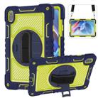 For Huawei MatePad SE 11 360 Degree Rotation PC Contrast Silicone Tablet Case(Navy Blue + Yellow Green) - 1