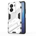 For vivo iQOO Z7x 5G Punk Armor 2 in 1 PC + TPU Shockproof Phone Case with Invisible Holder(White) - 1
