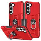 For Samsung Galaxy S23 5G Ring Holder Armor Hybrid Phone Case(Red) - 1