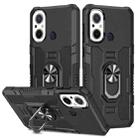 For Xiaomi Redmi 12C 4G Ring Holder Armor Hybrid Phone Case(Black) - 1