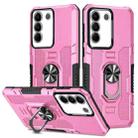 For vivo V27e Ring Holder Armor Hybrid Phone Case(Pink) - 1