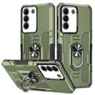 For vivo V27e Ring Holder Armor Hybrid Phone Case(Green) - 1