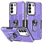 For vivo V27e Ring Holder Armor Hybrid Phone Case(Purple) - 1