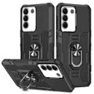 For vivo V27 Ring Holder Armor Hybrid Phone Case(Black) - 1