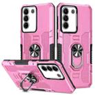 For vivo V27 Ring Holder Armor Hybrid Phone Case(Pink) - 1