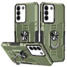 For vivo V27 Ring Holder Armor Hybrid Phone Case(Green) - 1