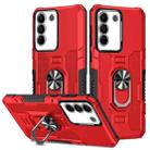 For vivo V27 Ring Holder Armor Hybrid Phone Case(Red) - 1