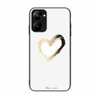 For Realme V30 Colorful Painted Glass Phone Case(Golden Love) - 1