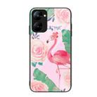 For Realme V30 Colorful Painted Glass Phone Case(Flamingo) - 1