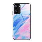 For Realme V30 Marble Pattern Glass Phone Case(Pink) - 1