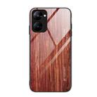 For Realme V30 Wood Grain Glass Phone Case(Coffee) - 1