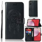 For Samsung Galaxy A14 Global Wind Chime Owl Embossing Pattern Leather Phone Case(Black) - 1