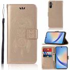 For Samsung Galaxy A34 5G Global Wind Chime Owl Embossing Pattern Leather Phone Case(Gold) - 1